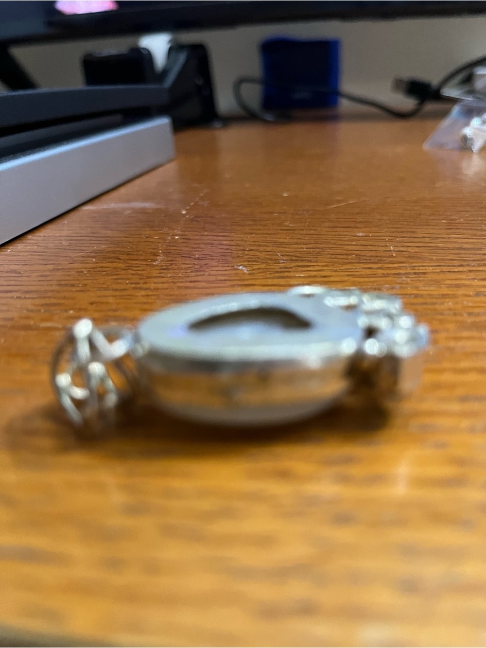 Sterling Silver Blue Lace Agate Pendant with Blue Crystal Accents (Pendant Only) - Picture 3 of 6